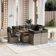 Set Divano da Giardino 9 pz con Cuscini Grigio in Polyrattan 3270934