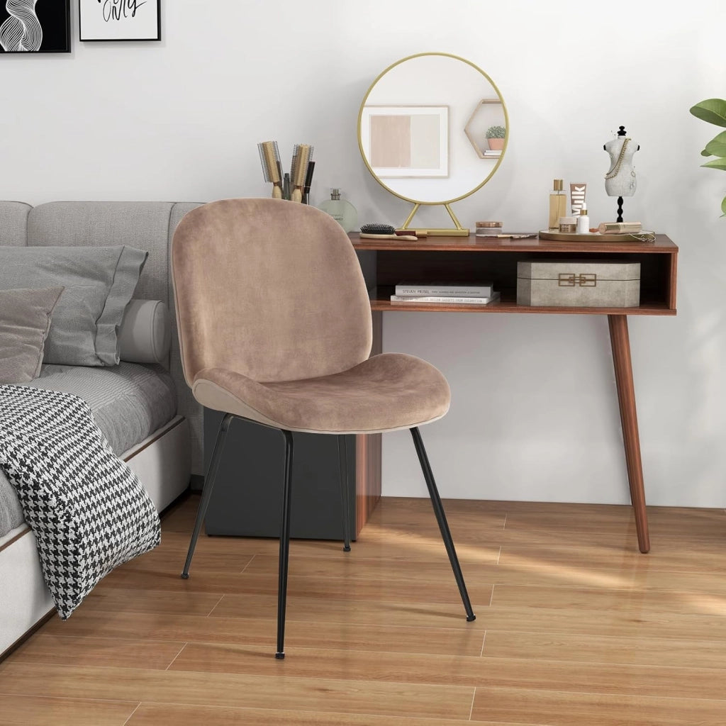 Set di 2 sedie moderne per sala da pranzo, sedie supplementari in velluto con gambe in metallo resistenti, sedie da salotto imbottite, perfette per la cucina, vanità, camera da letto, grigio
