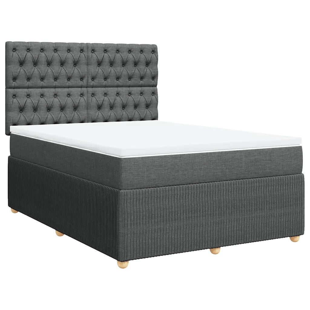 Giroletto a Molle con Materasso Grigio Scuro 140x200cm Tessuto