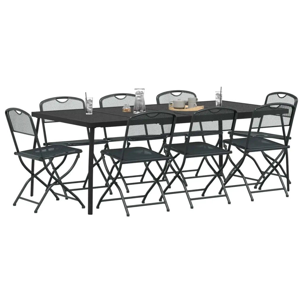 Set di Mobili da Esterno 9 pcs Antracite Ferro e Acciaio