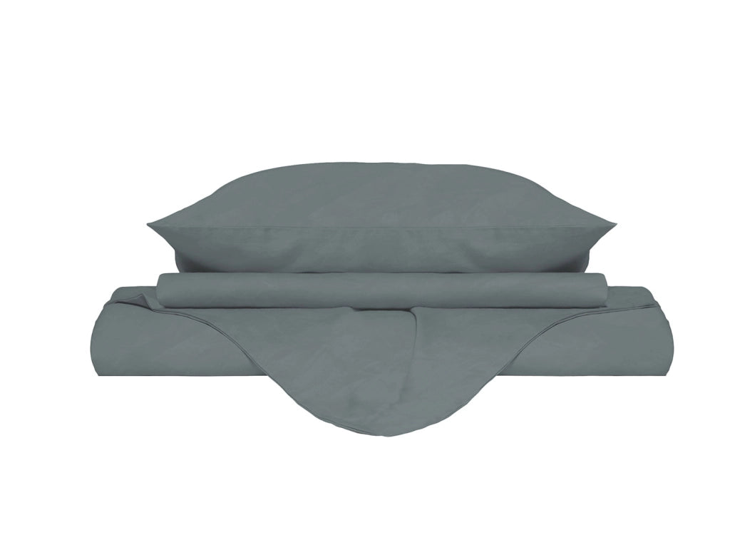 Copripiumino Matrimoniale con Sacco e Federe Linea Water Washed Grigio Chiaro