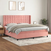 Giroletto a Molle con Materasso Rosa 200x200 cm in Velluto 3132944