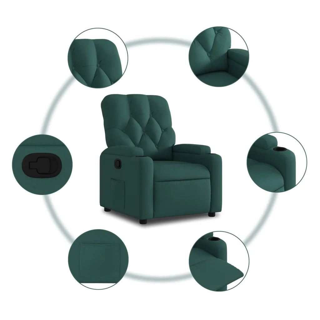 Divano Sedia-Poltrona Reclinabile in Tessuto Verde Scuro 486222