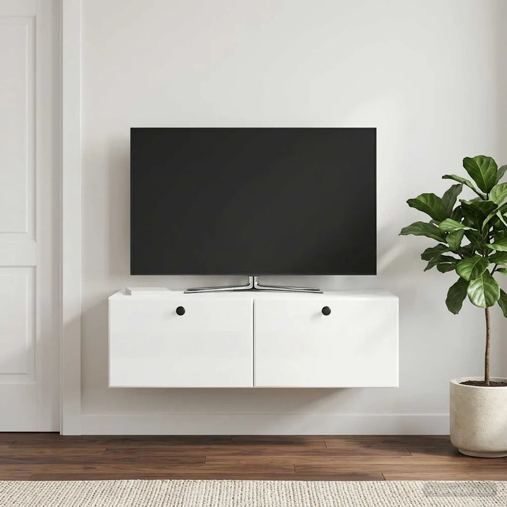 Mobile Porta TV da Muro 98 x 41 x 30 cm Bianco Lucido 899209