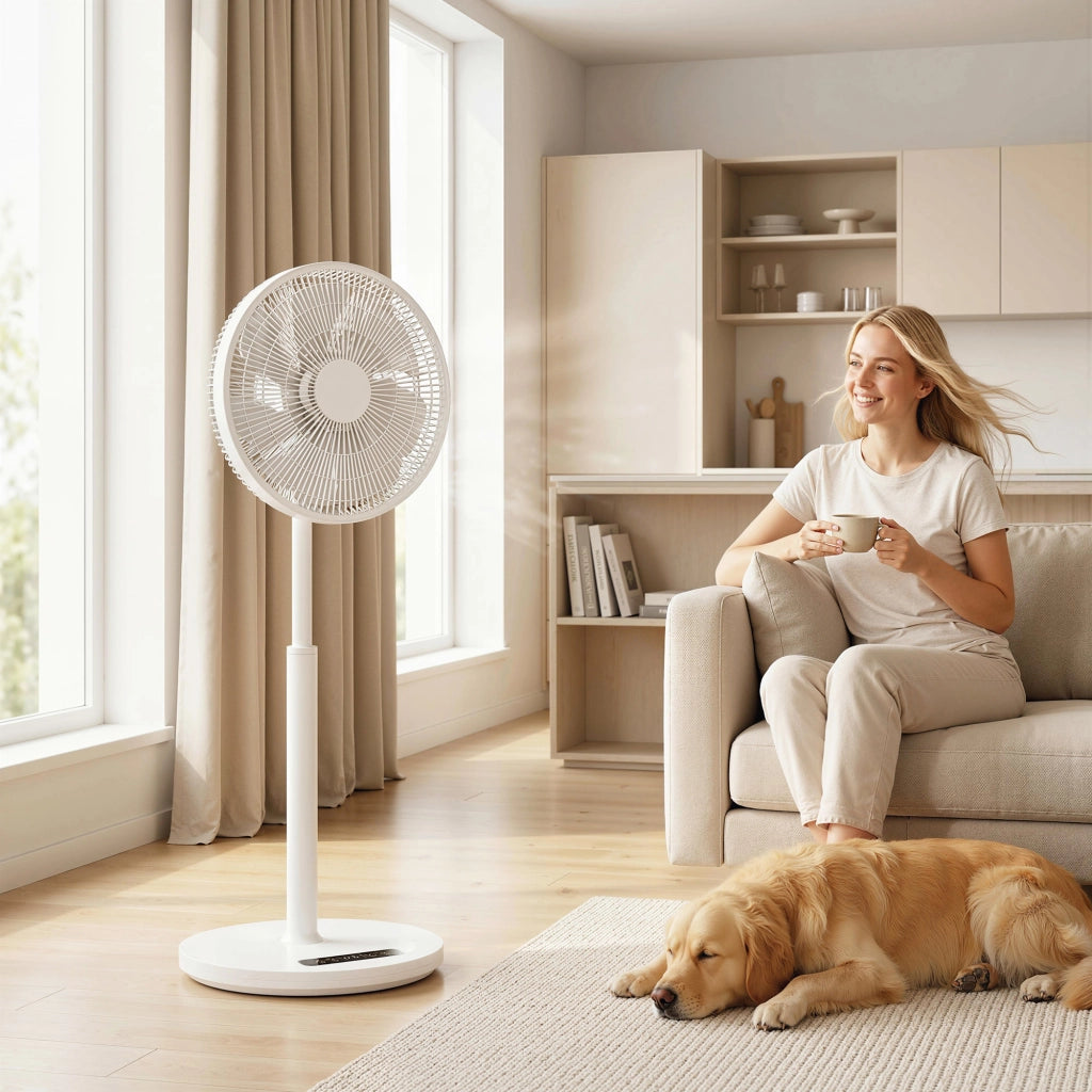 Ventilatore da terra con telecomando e 12 velocit¨¤ ¨C zephmum ¨C Bianco altezza regolabile