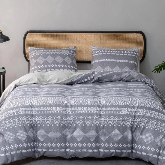 Set da letto 3 pezzi 200 x 200 cm con chiusura a raccordo e 2 cuscini 80 x 80 cm, grigio scuro