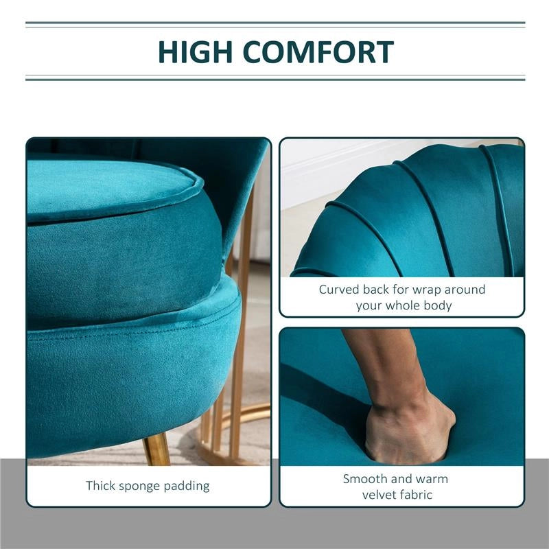 POLTRONA DESIGN VINTAGE IN VELLUTO VERDE PETROLIO