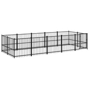 Gabbia per cuccia recinto per animali da esterno per cani in acciaio 9,38 m² nero 02_0041890