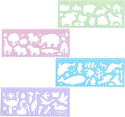 Set di stencil per bambini con righello a forma di animale - 4 pezzi - Strumento di disegno per scuola e ufficio con stencils in plastica - Materiale di disegno