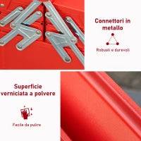 DURHAND Cassetta Porta Attrezzi in Acciaio Pieghevole con 5 Vassoi, Valigetta Porta Attrezzi 56x20x41 cm, Rosso