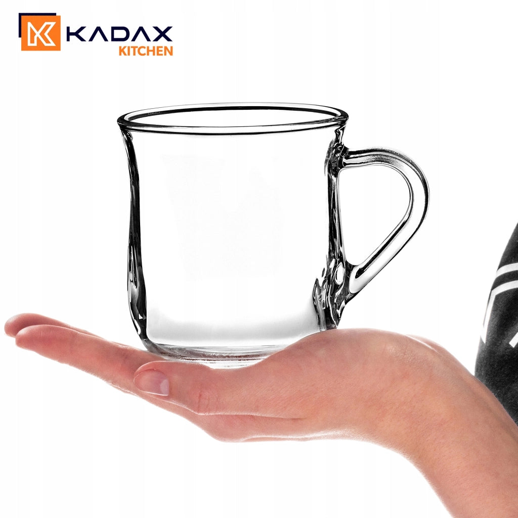 Bicchiere KADAX da 320 ml per caffè, tè, bevande, latte macchiato, acqua, con manico per succhi di frutta.