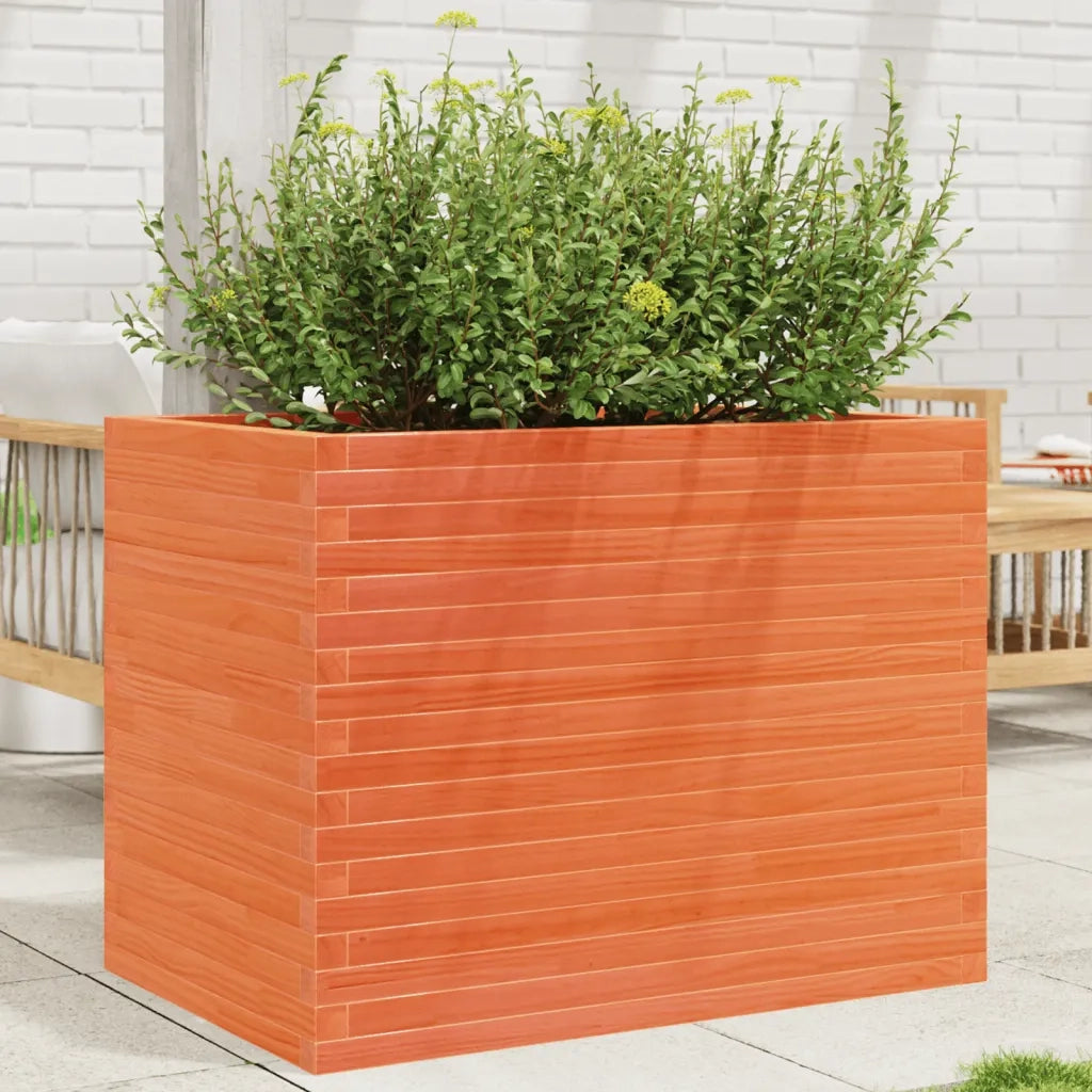 Fioriera Giardino-Vaso da Esterno-Contenitore per Piante Marrone Cera 90x60x68,5cm Legno Massello Pino
