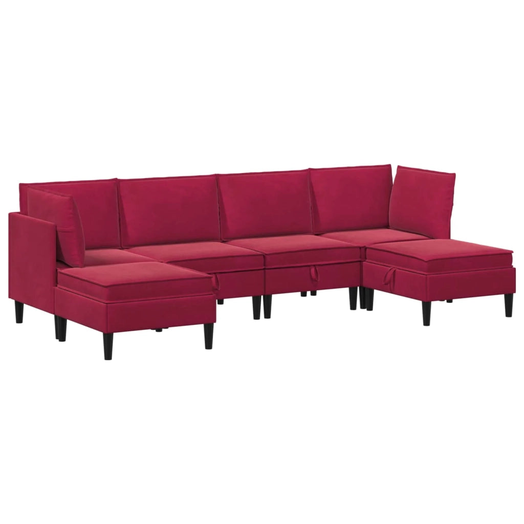 Set di mobili per il soggiorno 6 pcs Rosso Vino Velluto 3413752