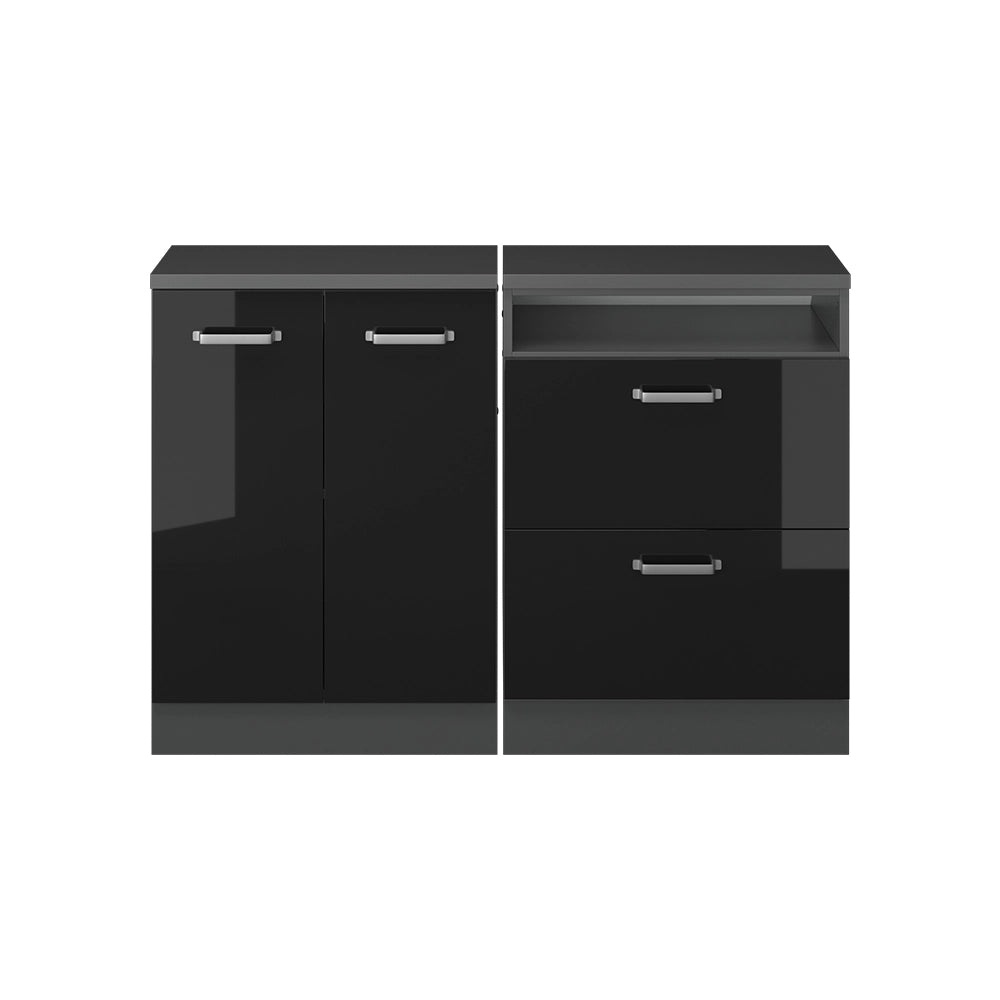 Set di mobili sottotetto Rion Nero lucido/Antracite 120 cm Set di 2 carcasse armadio profondità 60 cm Vicco