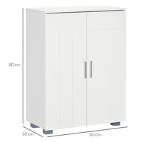 Mobile Bagno Moderno 60x30x80 cm con 2 Ante e Maniglie Argentate in MDF Bianco