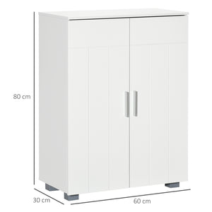 Mobile Bagno Moderno 60x30x80 cm con 2 Ante e Maniglie Argentate in MDF Bianco