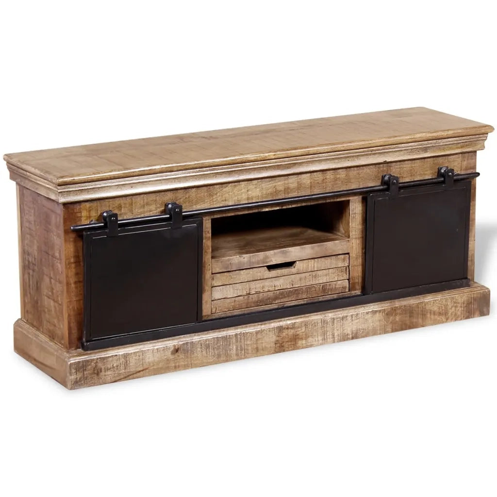 Mobile TV 2 Porte Scorrevoli Legno Massello Mango 110x30x45 cm 244019
