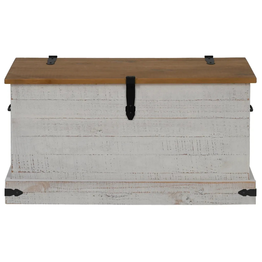 vidaXL Cassapanca HALDEN Bianco 91x48x47 cm in Legno Massello di Pino