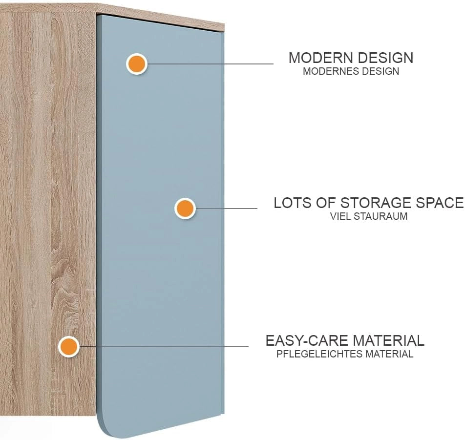 Mobile da bagno Karen, Grigio-blu, 42.4 x 75 cm con porta e vani aperti