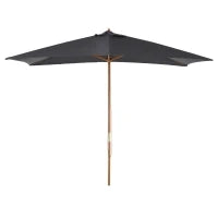 Ombrellone da Giardino 2x3m in Legno e Bambù con 8 Stecche e Copertura in Poliestere, Grigio Scuro