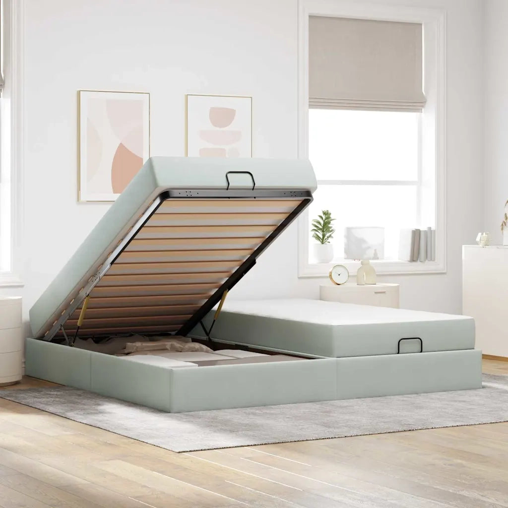 Struttura letto con materasso 2 pcs Grigio chiaro Velluto 3399582