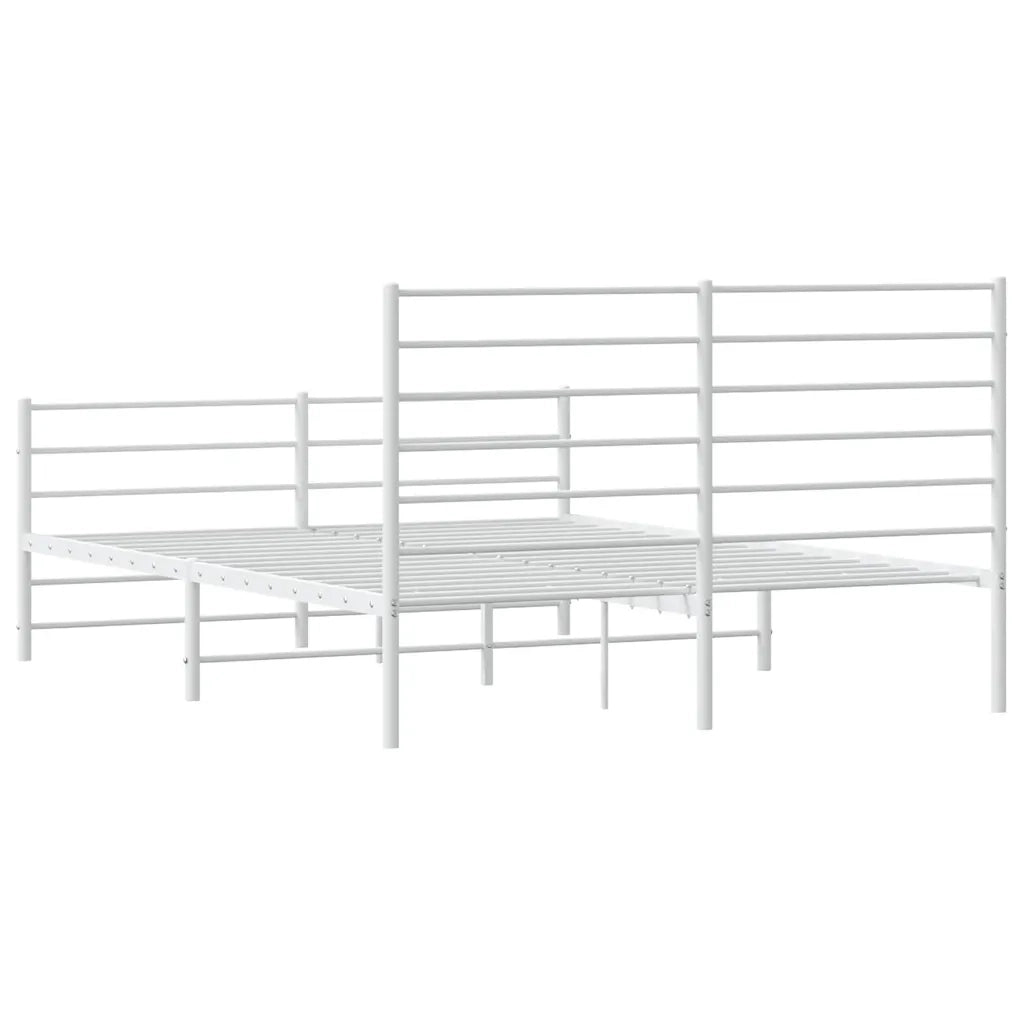 Giroletto con Testiera e Pediera-Struttura Letto Metallo Bianco 140x190 cm 132924