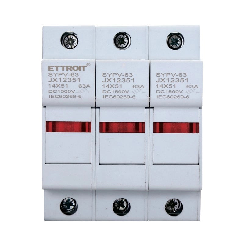 Portafusibile Modulare DC Fotovoltaico 3P 3M D14X51mm 63A DC 1000V IP20 IEC60269-6
