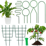 Supporto per piante in metallo per giardino, 4 pezzi con 2 supporti per piante in plastica, 30 pezzi, supporto per piante per giardino, stropi per piante, supporto per piante indoor, trellis per piante.
