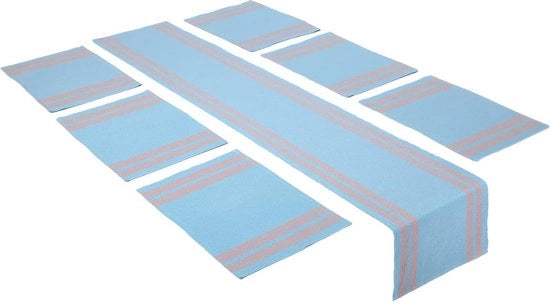 Tavolo da pranzo con 6 tovagliette e 1 tovagliolo, tessuto a rilievo in cotone, colori e disegni moderni, per uso domestico, in caffè, ristoranti e hotel, lavabile in macchina