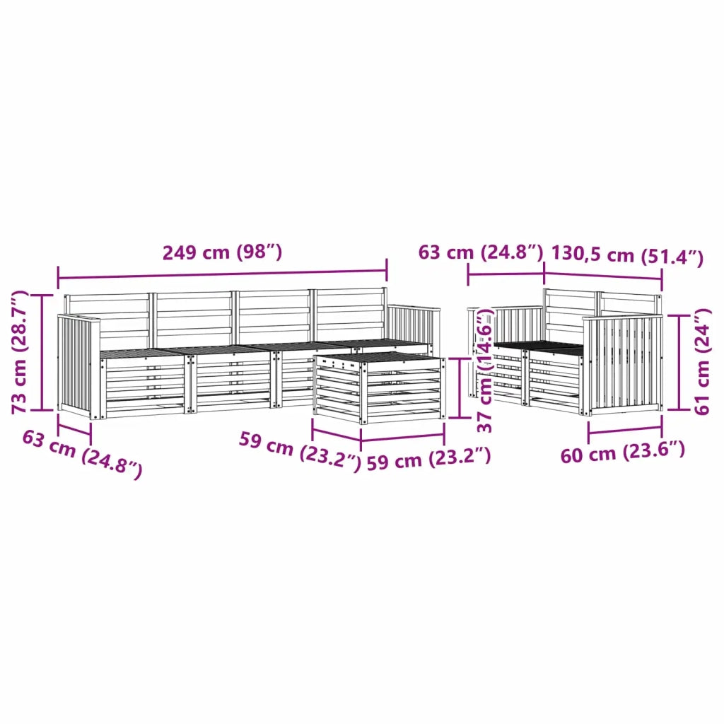 Set divani 7 pcs Naturale Legno di Acacia Massello 3374404