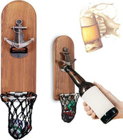 Apri bottiglie magnetiche con racchetto - Apri bottiglie in legno con anello magnetico - Opener per bottiglie di birra con anello di ferro - Accessori per la casa, il giardino e l'esterno - Ideali come regali per gli amanti della birra