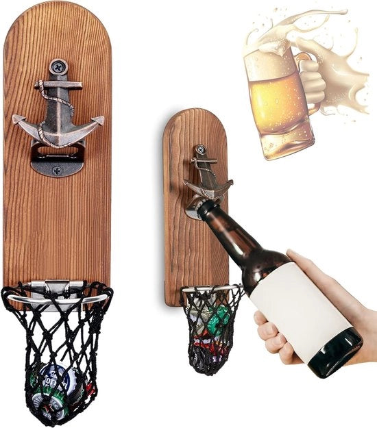Apri bottiglie magnetiche con racchetto - Apri bottiglie in legno con anello magnetico - Opener per bottiglie di birra con anello di ferro - Accessori per la casa, il giardino e l'esterno - Ideali come regali per gli amanti della birra