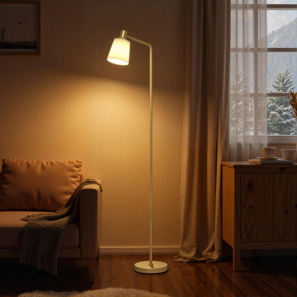 Lampada da Terra LED Regolabile 3 Temperature Colore 3000K-6500K ¨C Zephmum ¨C Bianco Dorato