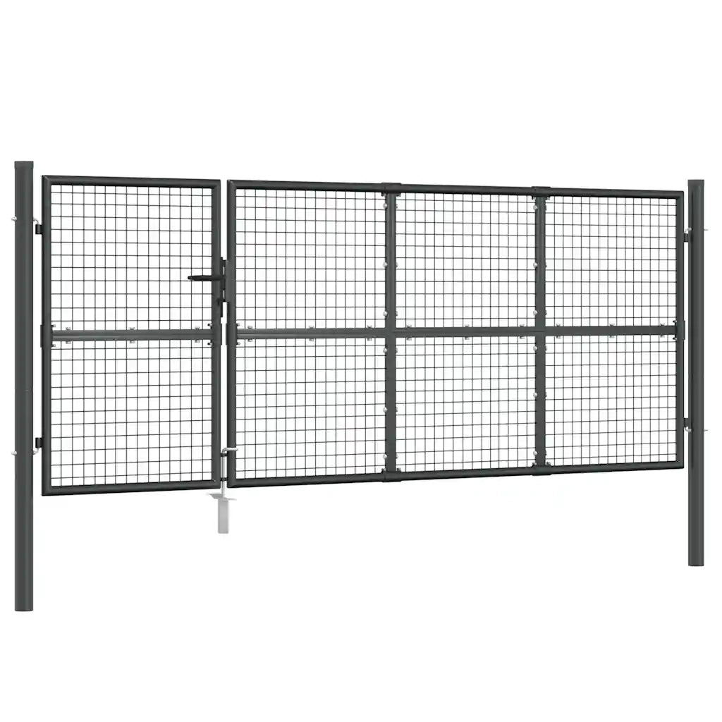 Cancello da Giardino Rete Antracite 350x175 cm Acciaio Zincato