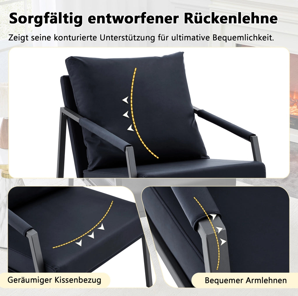 POLTRONA in ecopelle PU nera 91,5 x 68,0 x 32,5 cm