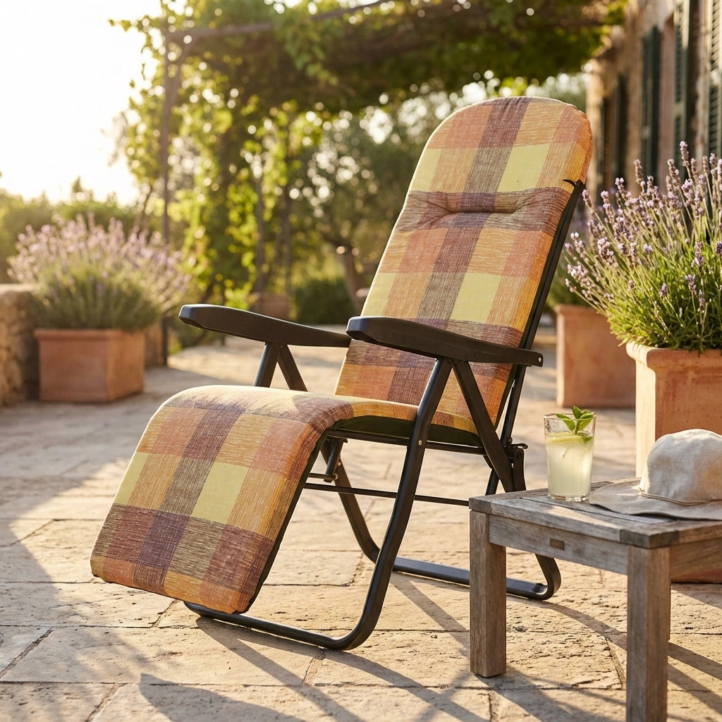 Poltrona Sdraio relax reclinabile in Tessuto Acciaio cm 155x60x60 - ANETTE