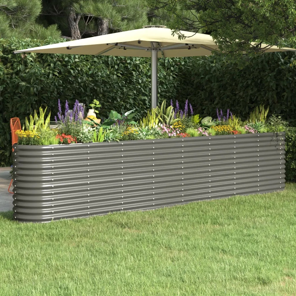 Fioriere | Cassetta per fiori | Letto Giardino Acciaio Zincato 332x40x68 cm Grigio