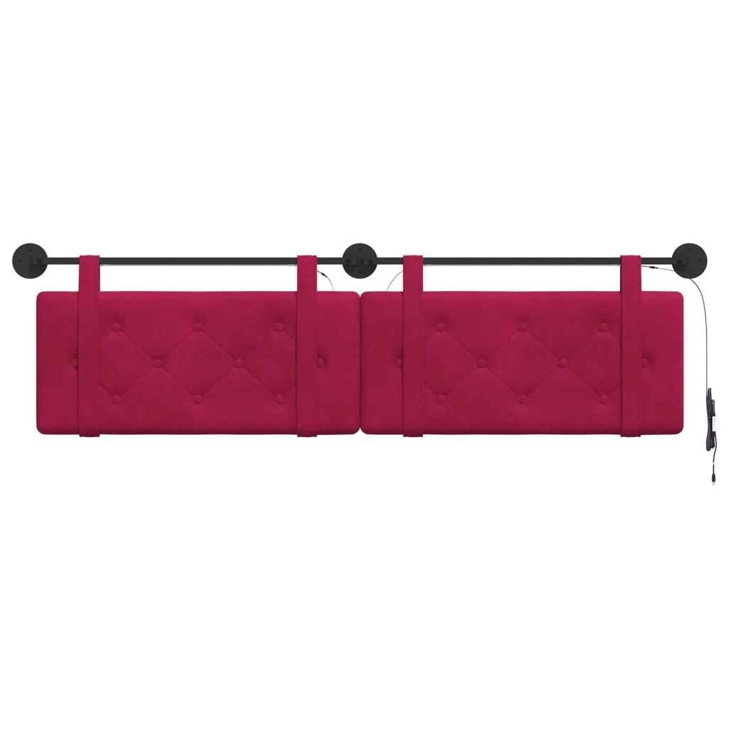 Testiera sospesa Con luce LED Rosso Vino Velluto 3424223