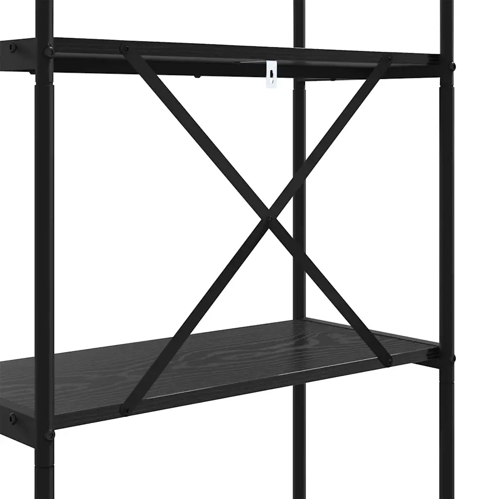Libreria-Scaffale per Libri-Mobile di Stoccaggio Rovere Nero 60 x 30 x 146 cm Legno multistrato 314819