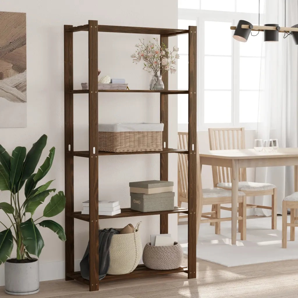 Scaffale a 5 Livelli Marrone 80x38x170 cm in Legno di Pino CFW2857604