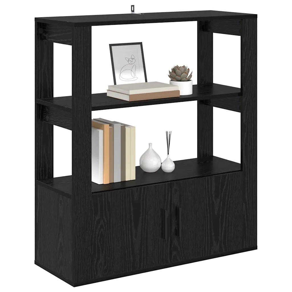 Credenza Rovere nero 30 x 80 x 90 cm Legno multistrato