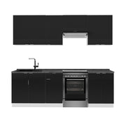 Cucina componibile Fame-Line Nero rigato/Bianco 240 cm, PL Antracite Vicco