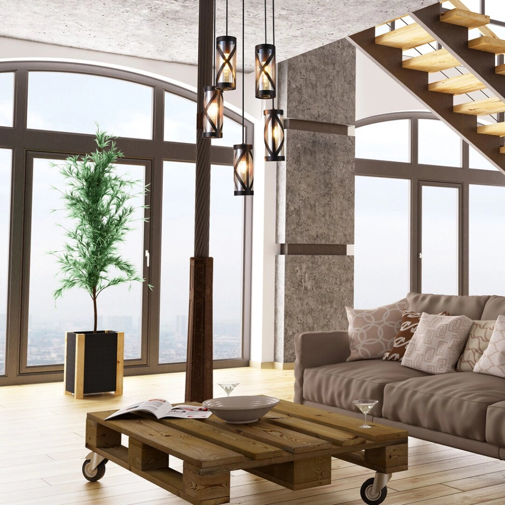Lampadario a sospensione Rabalux Oberon 5 luci E14 bronzo