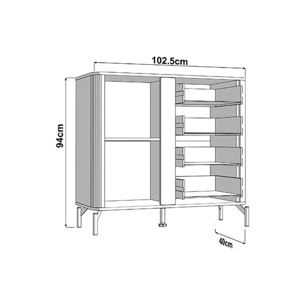Madia Carmel, Credenza 2 Ripiani, 103x40x94h cm Marrone Rovere Nodi