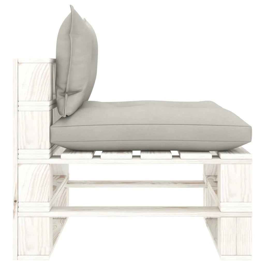 Poltrona Centrale da Giardino Pallet con Cuscini Tortora Legno 3052398