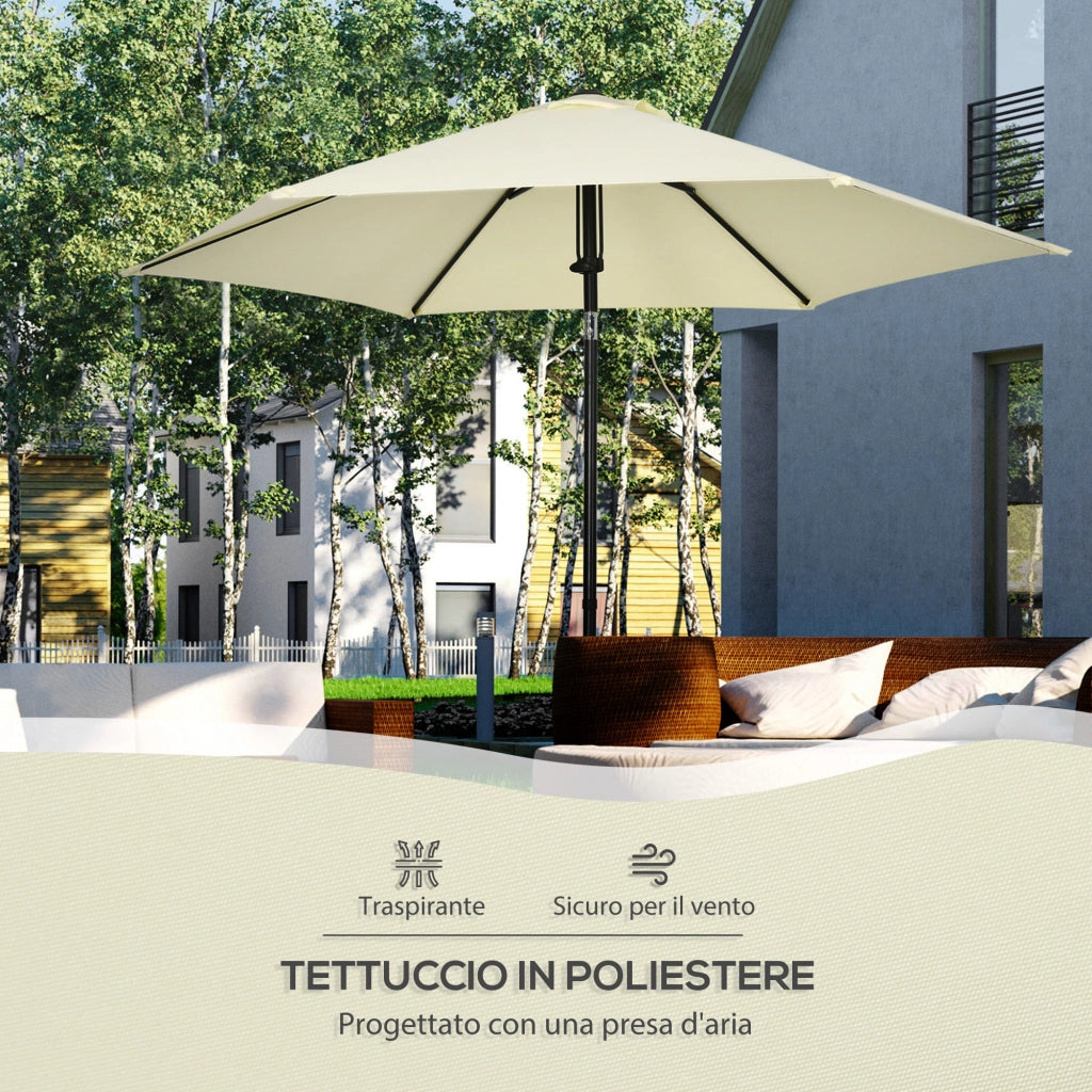 EasyComfort Ombrellone da Giardino 2.7x2.5 m, in Poliestere e Metallo con Tettuccio Inclinabile, Beige Nero