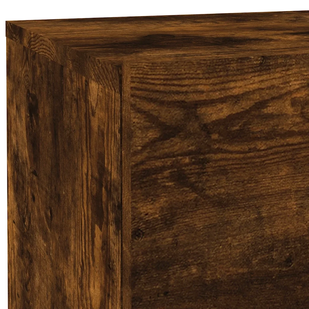 Comodino | Armadio da Notte | Mobiletto da notte con Luci LED Rovere Fumo 70x36x40,5 cm