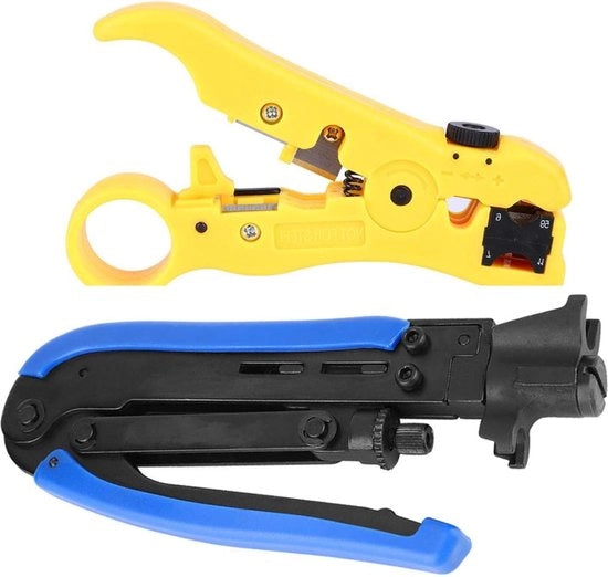 Impiallatura Plier per Cavo Coassiale Strappatore Impiallatura Set con Compasso Rotante - RG59 RG6 RG7 RG11 - 2 pezzi.