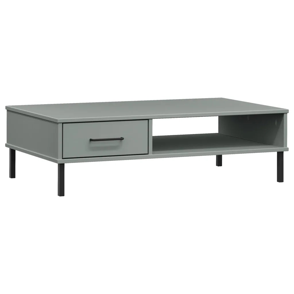 Tavolino Salotto-Tavolino da soggiorno-Tavolo Gambe Metallo Grigio Legno Massello Pino OSLO