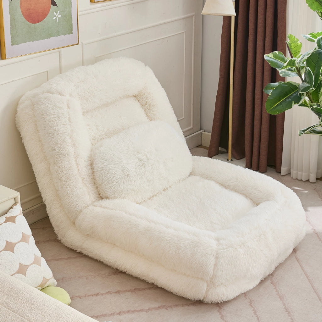 DIVANO LETTO 102x89x88 cm Beige in poliestere con schienale regolabile